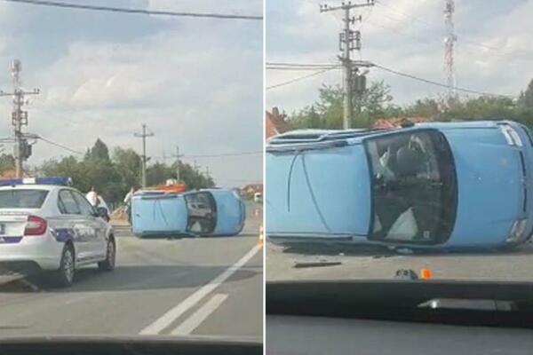 POJAVIO SE SNIMAK NESREĆE NA IBARSKOJ: Vidi se prevrnuti automobil! (FOTO/VIDEO)