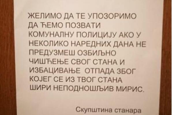 KOMŠIJA DRAGANE, POZVAĆEMO TI KOMUNALNU POLICIJU! Stanari zgrade na NBG-u besni zbog NEPODNOŠLJIVOG MIRISA (FOTO)