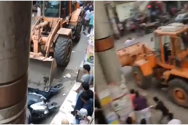 POLICIJA KRENULA BAGEROM DA UKLANJA MOTORE: Nastao je PAKAO, letele su KAMENICE, mogao je neko da pogine! (VIDEO)