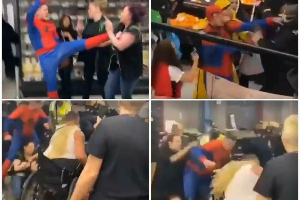 STRAVIČNA SCENA U LONDONSKOM SUPERMARKETU: Spajdermen udarao radnicu u LICE, IMA POVREĐENIH (VIDEO)