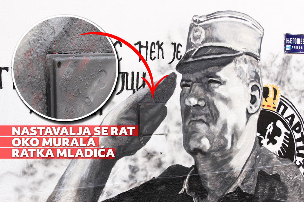 OD GRBA PARTIZANA DO CRVENE BOJE KOJA OZNAČAVA KRV: Nastavlja se RAT oko murala Ratka Mladića! (FOTO)