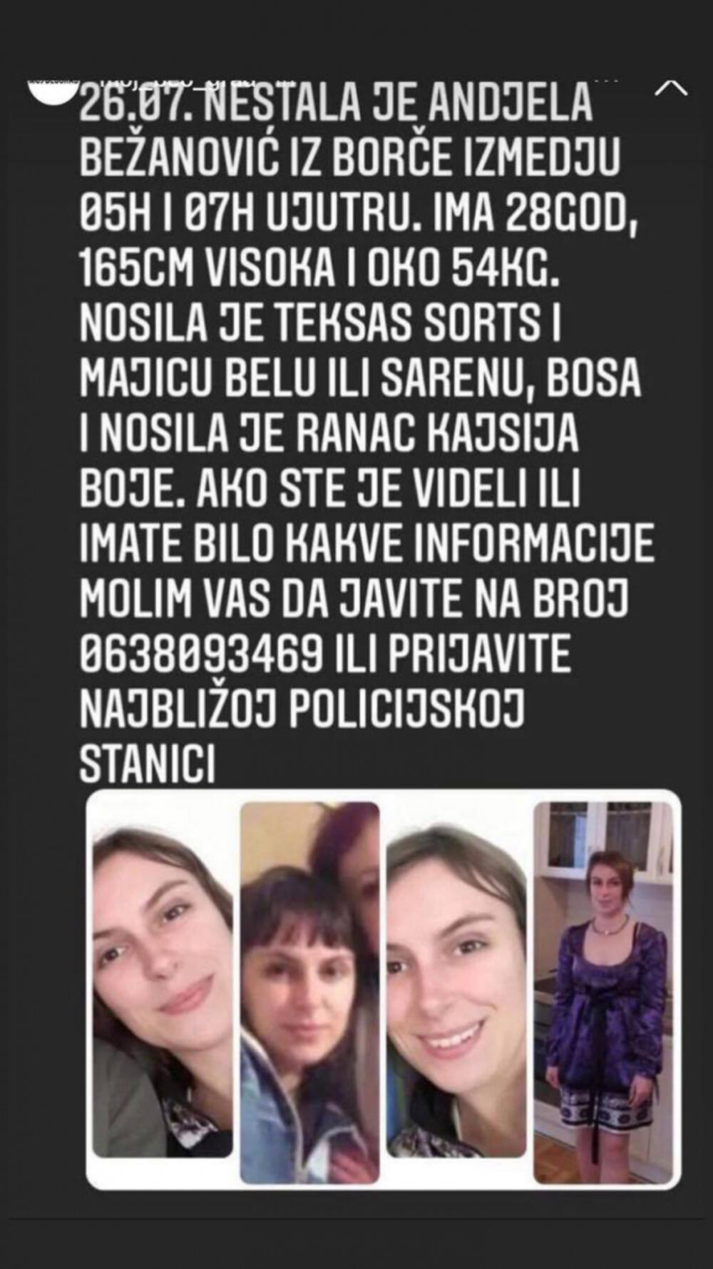 Nestala Anđela Bežanović, Anđela Bežanović