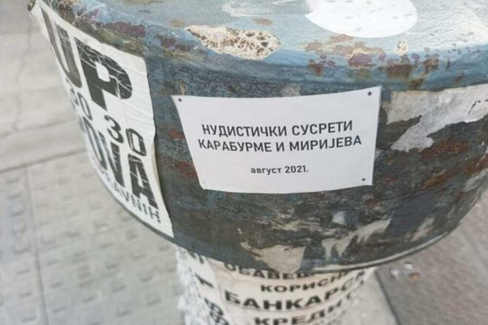 NUDISTIČKI SUSRETI KARABURME I MIRIJEVA! NALEPNICA RASPALILA MAŠTU TVITERAŠA: Šta se krije iza oglasa? (FOTO)