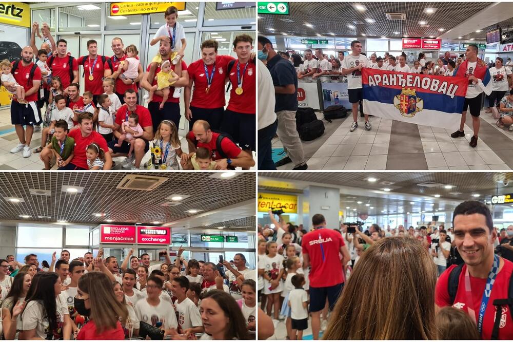"UZELA SI ZLATO, JOVANA!" Veličanstven doček za zlatne "DELFINE" i PREKOVIĆ na beogradskom aerodromu! (VIDEO)