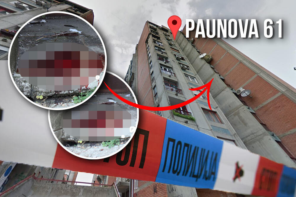 KRV NA PLOČNIKU I PO ZIDOVIMA ZGRADE U PAUNOVOJ! Ovo je mesto gde je mladić pao sa 7. sprata, JEZIVO (FOTO)