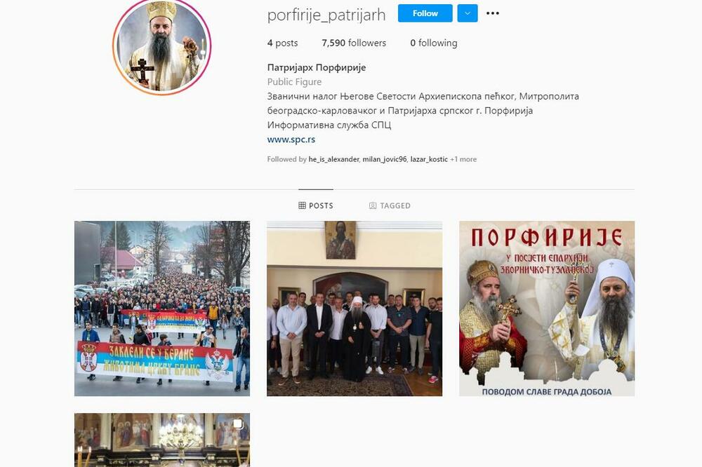 PATRIJARHOV INSTAGRAM GRMI: Prati ga više od 10.000 ljudi!