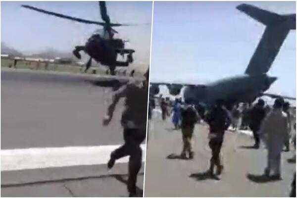 LUDILO NA AERODROMU KABUL: Ljudi trče kao muve! Ako ih ne pobiju talibani stradaće od helikoptera i aviona! (VIDEO)