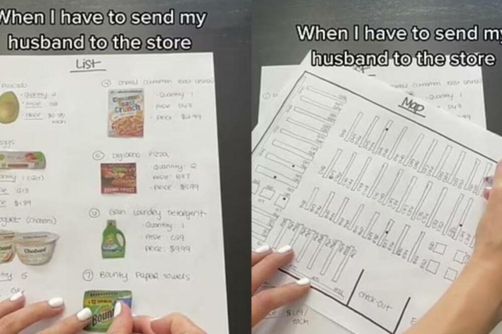 PLJUŠTE KRITIKE, ŽENA NA METI OSUDA: Poslala supruga po namirnice uz detaljan SPISAK - i kartu PRODAVNICE! (VIDEO)