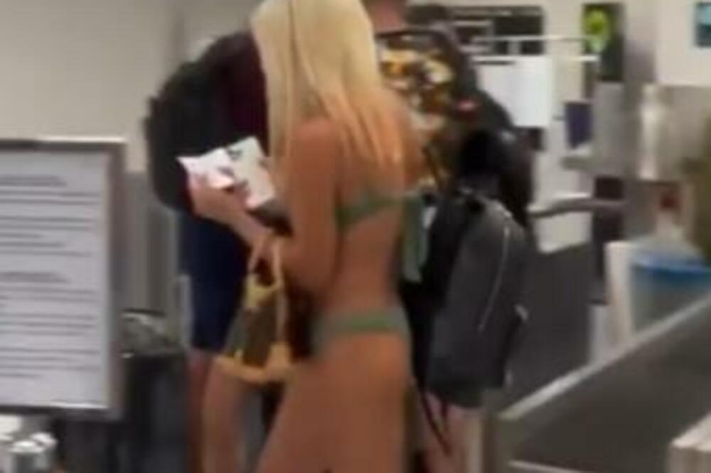 MASKA JE TU, ŠTA JE SPORNO? Devojka skoro GOLA prošetala aerodromom pred OČIMA mase, 1 detalj SVE ZAPANJIO (VIDEO)