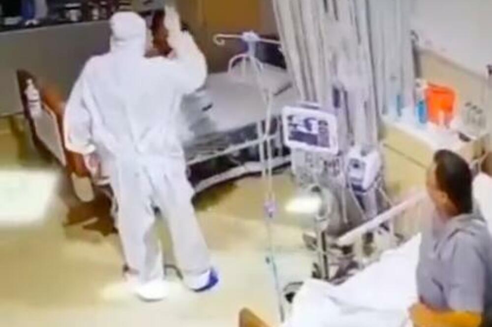 AAAA, BOŽEEE, DUH, DUH!!! Neverovatna scena iz kovid bolnice, žena nije znala šta ju je snašlo (VIDEO)