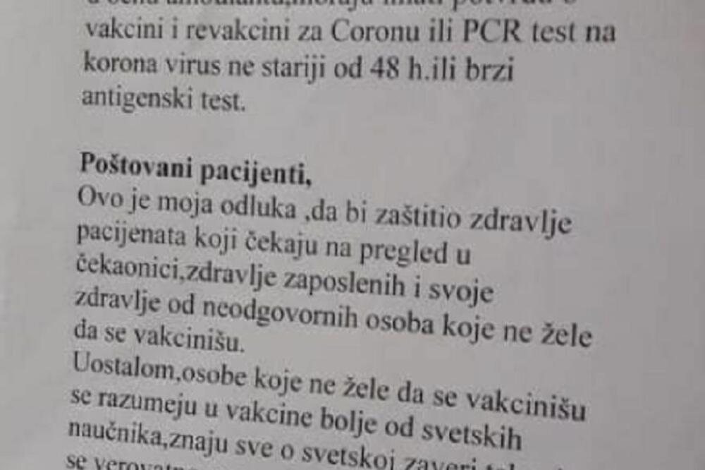 UKLONJENO SAOPŠTENJE DOKTORA KOJI JE IZAZVAO LAVINU KOMENTARA: Direktor mu izrekao opomenu!
