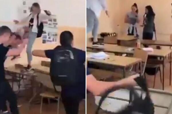DIVLJANJE ĐAKA U ŠKOLI U SRPSKOM GRADU: Lete stolice, klupe, kanta za smeće, UČESTVUJU I DEVOJČICE (VIDEO)