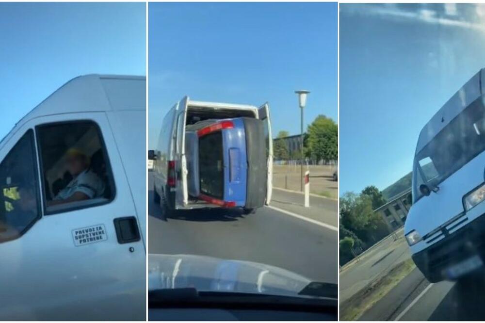 NEVEROVATNA SCENA NA SRPSKOM PUTU! Majstor nagurao ceo auto u kombi bez zaštite, NEKO JE MOGAO DA STRADA! (VIDEO)