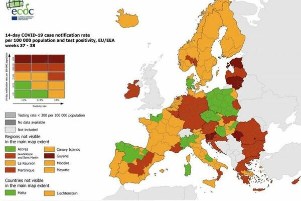 NOVA KORONA KARTA EVROPE: Zagreb prešao u TAMNO CRVENO!