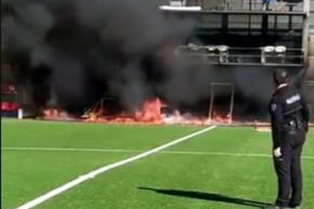 BUKNUO POŽAR POSLE TRENINGA ENGLEZA: Crni dim obavio stadion na kom sutra treba da igra vicešampion Evrope! (VIDEO)