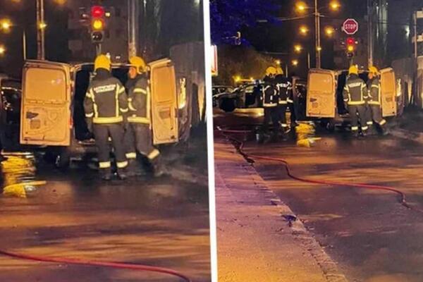 EKSPLODIRAO AUTOMOBIL U POKRETU NA ZVEZDARI: Vatrogasne ekipe na terenu (FOTO)