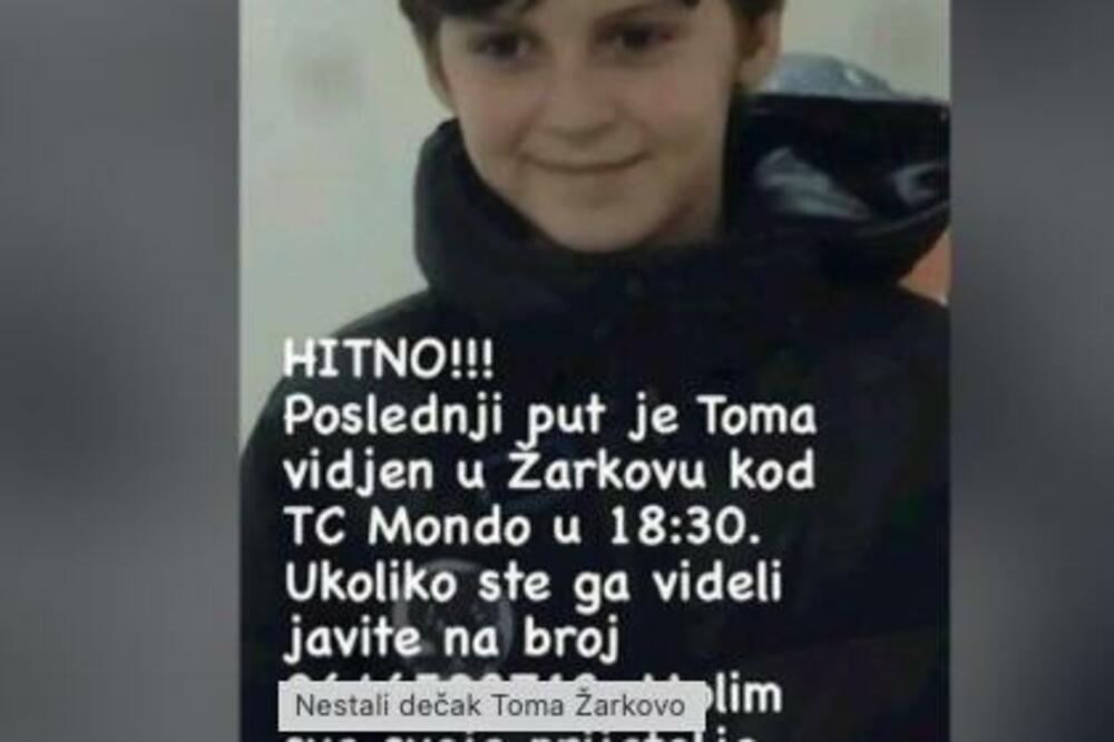 NESTAO DEČAK TOMA U BEOGRADU! Poslednji put viđen kod "MONDA" u centru ŽARKOVA
