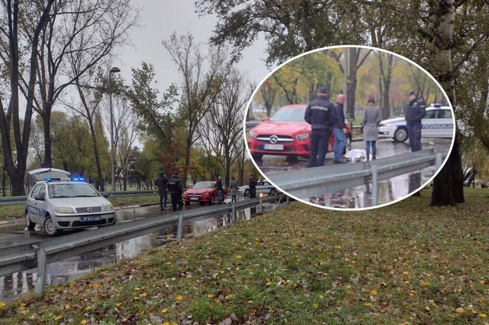 PRVE FOTOGRAFIJE SA MESTA UŽASA NA UŠĆU! U crvenom mercedesu pronađeno telo, vozilo bilo upaljeno (FOTO)