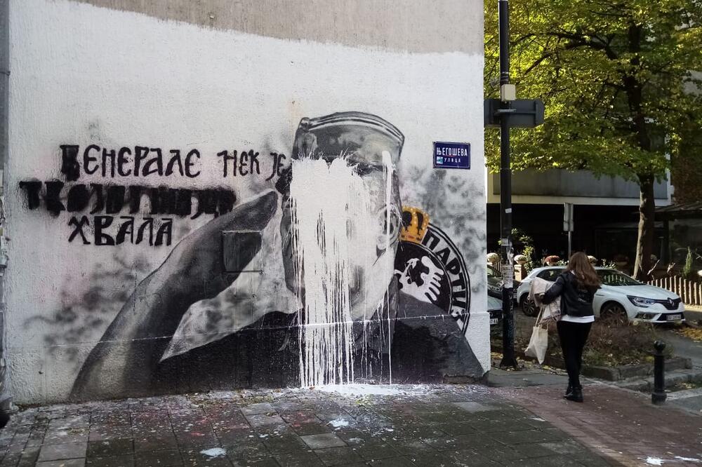 Uništen mural posvećen Ratku Mladiću
