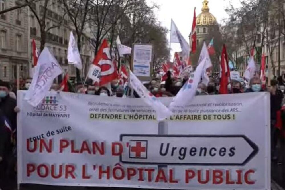ZDRAVSTVENI RADNICI PROTESTVUJU U PARIZU: Traže bolje uslove rada! (VIDEO)