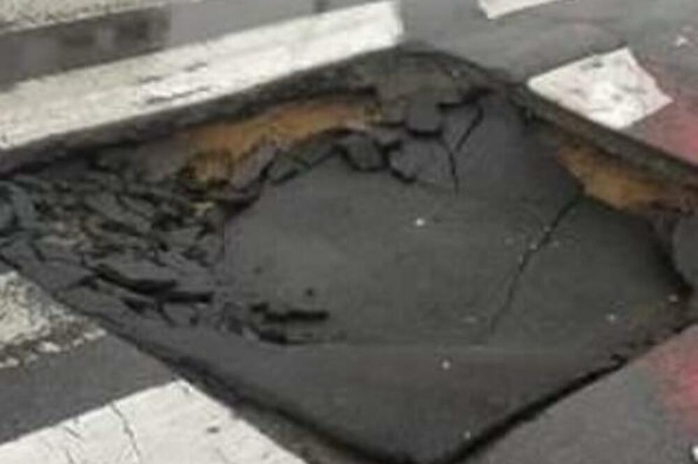 RUPA "GUTA" AUTOMOBILE USRED BEOGRADA! Otvorio se ASFALT, GUME SAME UPADAJU (FOTO)