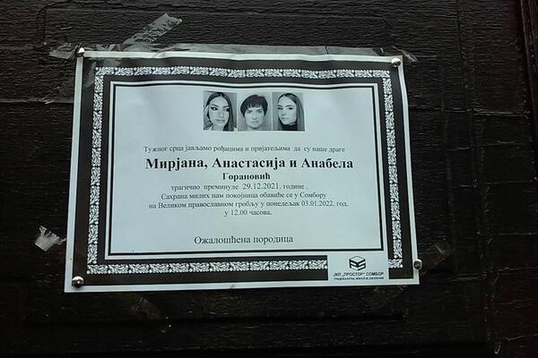 POZNATO KADA ĆE BITI SAHRANJENE UBIJENE DEVOJKE I NJIHOVA MAJKA IZ SOMBORA: Nezapamćena tragedija