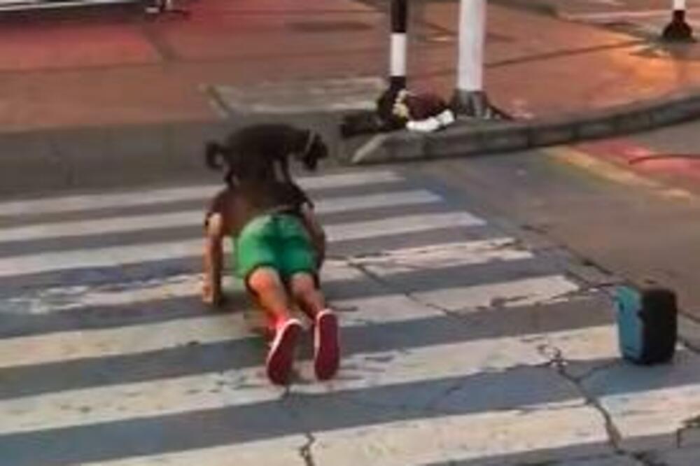 MLADIĆ ZAPANJIO PRISUTNE: Izašao nasred kolovoza sa psom, pa uradio nešto NEVEROVATNO (VIDEO)