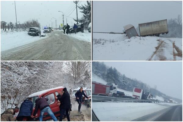NESREĆA ZA NESREĆOM! Na putevima širom Srbije UNIŠTENI automobili, vreme urnisalo vozače (FOTO)