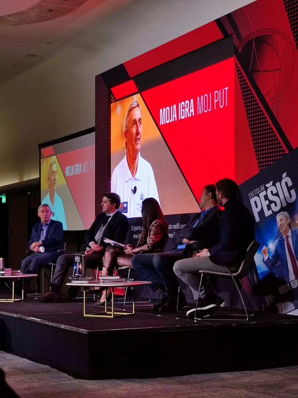 Promocija knjige Svetislava Pešića, Svetislav Pešić, Dejan Bodiroga, Vlade Divac