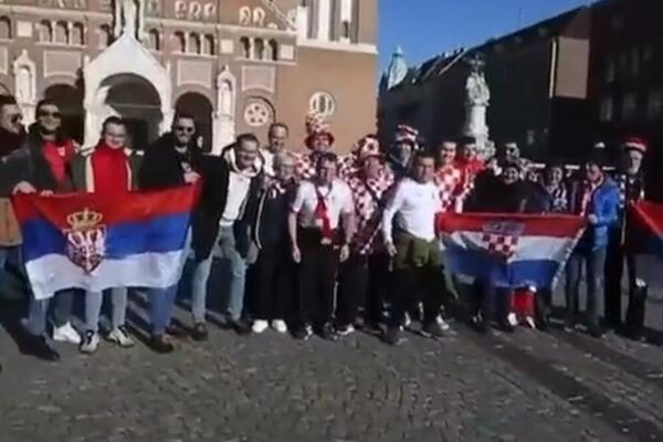 SRBI I HRVATI ZAJEDNO U DOBROM RASPOLOŽENJU ČEKAJU VEČERAŠNJI DERBI: Slika dana stiže nam iz Segedina!