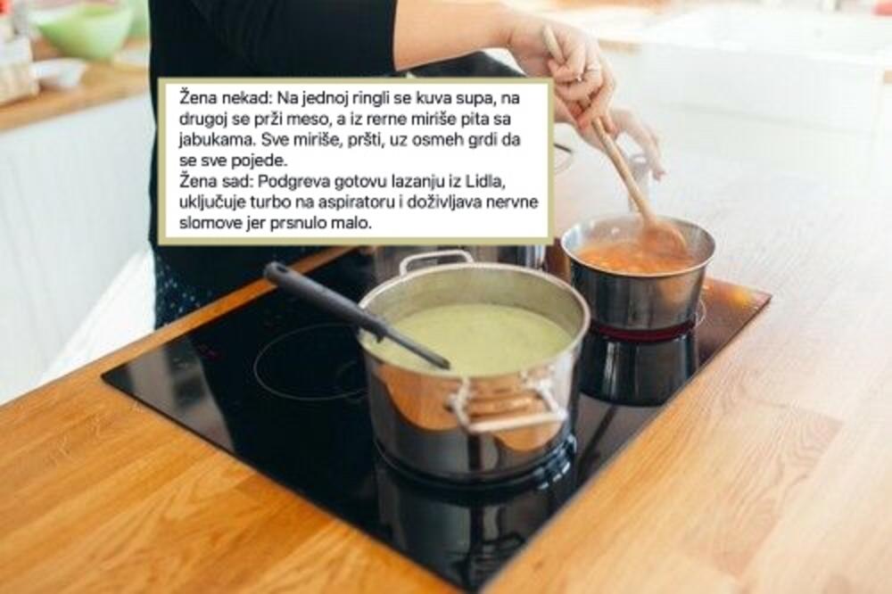 "ŽENE NEKAD: NA JEDNOJ RINGLI SUPA, NA DRUGOJ MESO, ŽENE SAD: PODGREVAJU GOTOVU LAZANJU" Srbina razapeli ZBOG TVITA