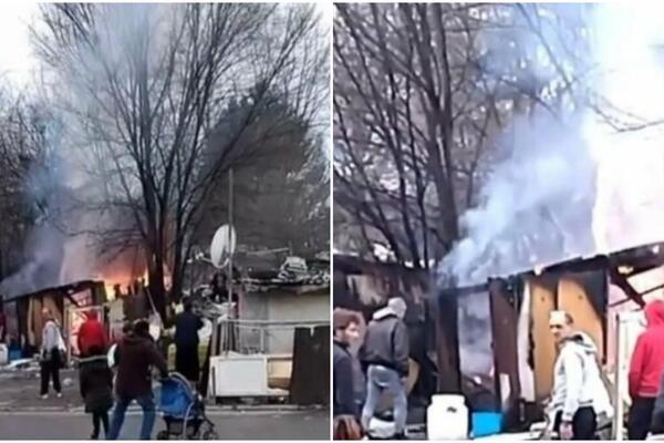 GORI ROMSKO NASELJE U BEOGRADU: Vatrogasci na licu mesta, gase vatrenu stihiju (FOTO) (VIDEO)