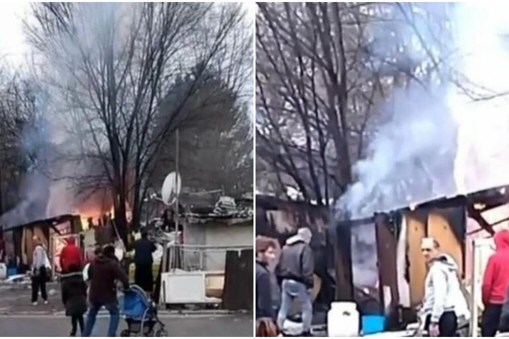 GORI ROMSKO NASELJE U BEOGRADU: Vatrogasci na licu mesta, gase vatrenu stihiju (FOTO) (VIDEO)