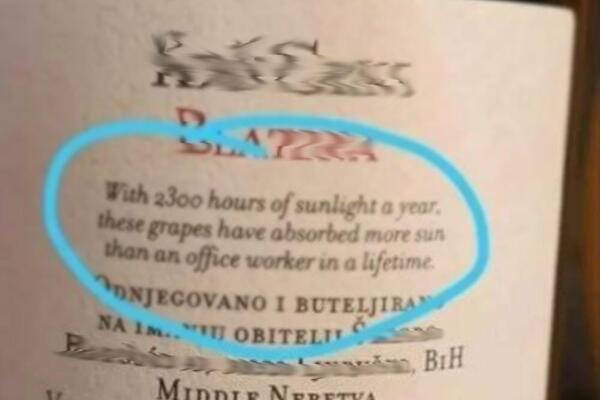 BOSANSKA VINARIJA NAPRAVILA HAOS PORUKOM NA ETIKETI: Mnogi su se uvredili (FOTO)