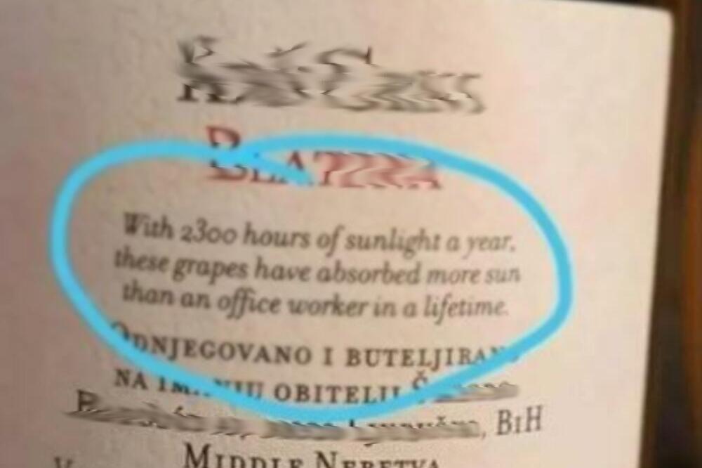BOSANSKA VINARIJA NAPRAVILA HAOS PORUKOM NA ETIKETI: Mnogi su se uvredili (FOTO)