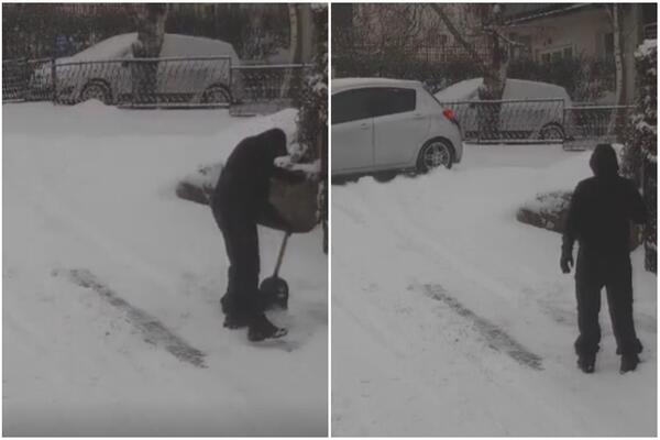 KAMERE U KALUĐERICI UHVATILE DRAMATIČAN TRENUTAK! Čovek čistio sneg, a onda se našao na ivici TRAGEDIJE (VIDEO)