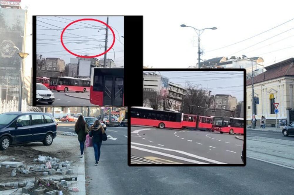 OPŠTI HAOS NA SLAVIJI! Otkačio se tramvaj, žica udarila u autobus (VIDEO)