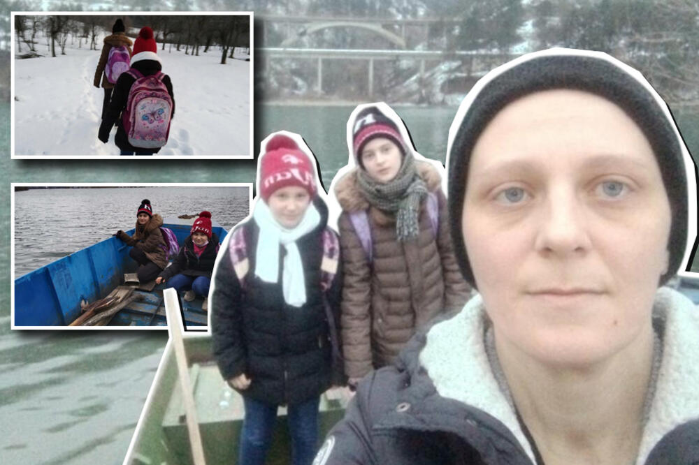 MARINA PREKO ZALEĐENOG LIMA PREVOZI ĆERKICE DO ŠKOLE: Niko od njih ne zna da pliva, ALI NEMAJU DRUGU OPCIJU (FOTO)