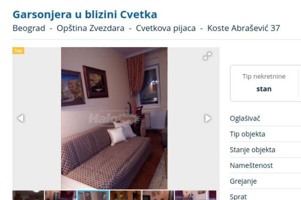 "ZA POTOMKA VAŠEG ILI MOŽDA PRETKA, GARSONJERA KOD CVETKA!" Taman smo pomislili da smo sve videli u oglasima (FOTO)