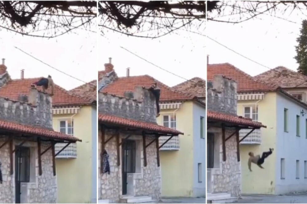 NEVERICA U TREBINJU! Muškarac pao sa KROVA kuće radeći SKLEKOVE, spotaknuo se pa TRESNUO na asfalt (VIDEO)