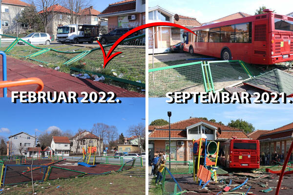 5 MESECI NAKON HAVARIJE NIKO PRSTOM NIJE MRDNUO! Bus na liniji 45 ULETEO u dečiji park, sve stoji NETAKNUTO (FOTO)