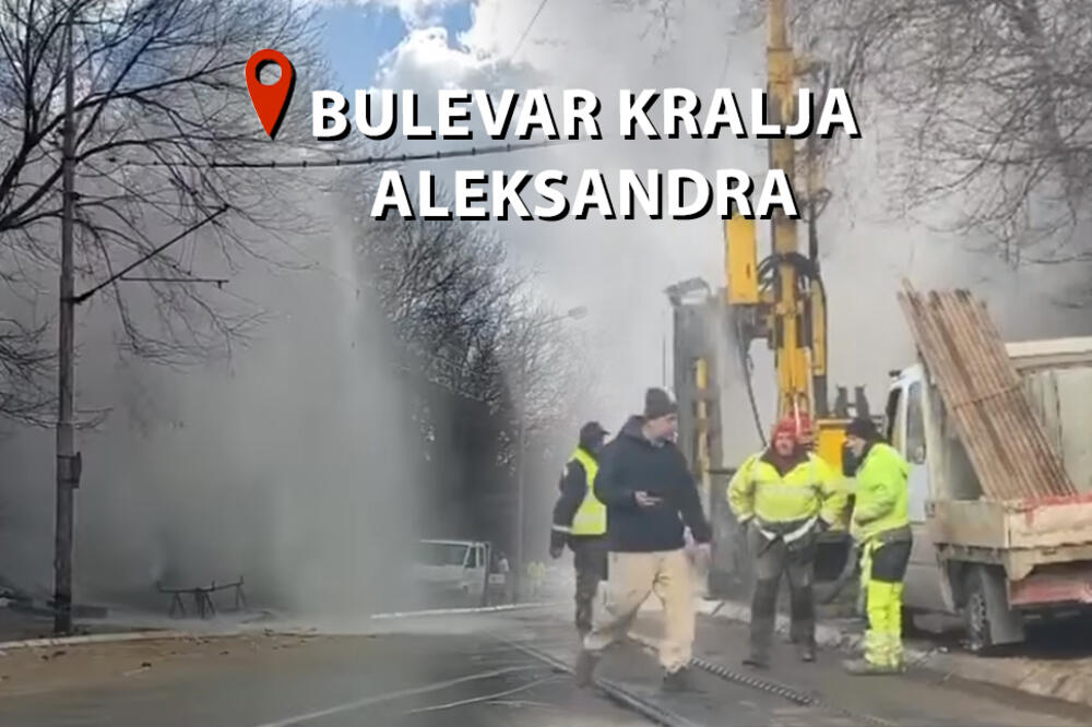 GEJZIR NA BULEVARU KRALJA ALEKSANDRA: Šiklja po automobilima, voda na sve strane (VIDEO)