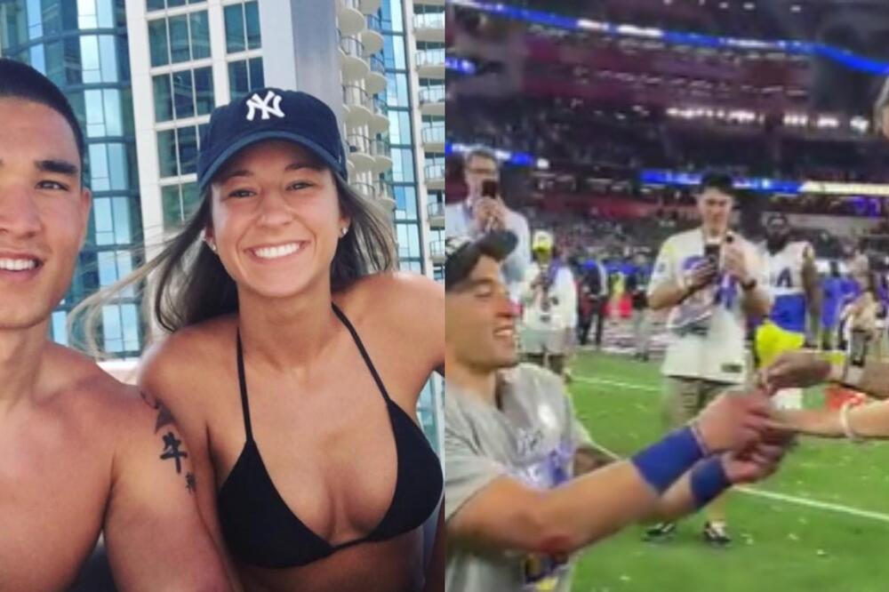 SUPERBOL PRSTEN ZA NJEGA, VERENIČKI ZA NJU: Fudbaler posle titule zaprosio prelepu devojku nasred terena! (VIDEO)