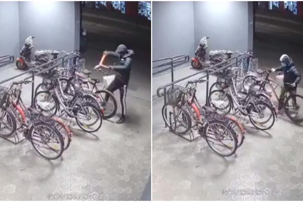 SNIMLJENA KRAĐA U NOVOM SADU: Klinci UKRALI bicikl, šta je sa decom?(VIDEO)