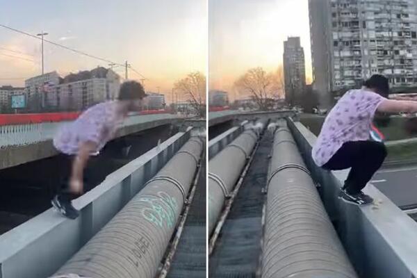 ŠOKANTAN PODVIG MLADIĆA SA NOVOG BEOGRADA: Preskače nadvožnjak, ne pokušavajte ovo kod kuće nikako! (VIDEO)