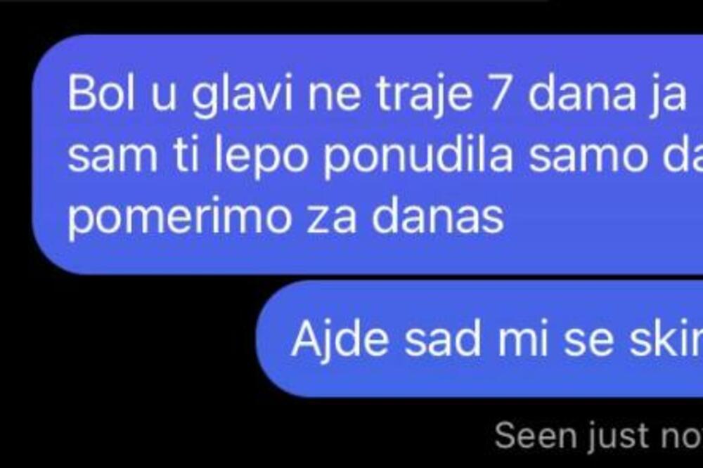 PREPISKA O KOJOJ BRUJI SRBIJA: Beograđanka je dečku OTKAZALA dejt jer joj je POZLILO, on ludački odreagovao