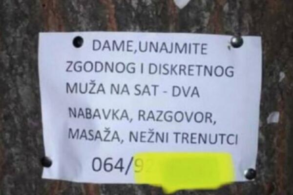 OGLS PANČEVCA ŠOKIRAO I NASMEJAO CELU SRBIJU: Izdaje se DISKRETAN MUŽ, ovo su 4 USLOVA (FOTO)