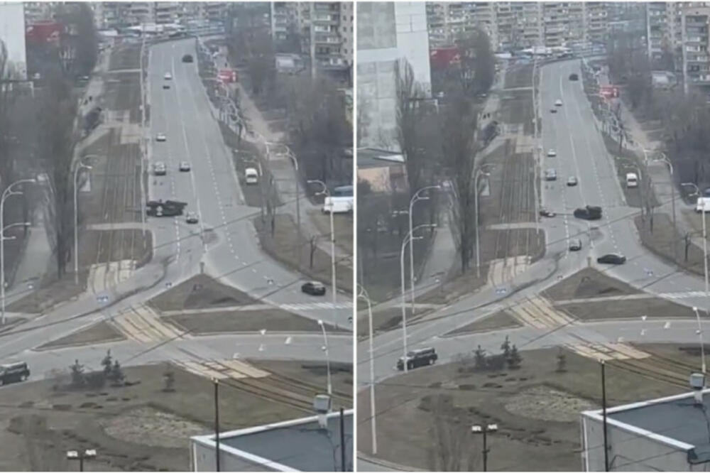 RUSKE SNAGE UŠLE U KIJEV? Borbe se vode na ULICAMA, snimljen STRAVIČAN TRENUTAK kako TENK gazi AUTOMOBIL (VIDEO)