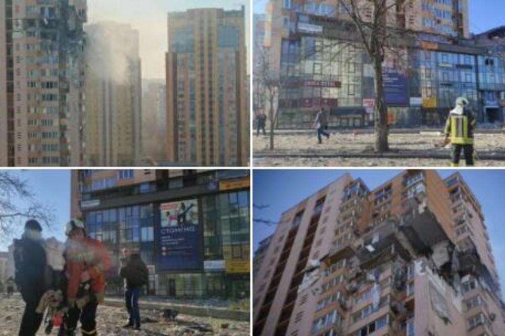 POJAVIO SE SNIMAK UŽASA U KIJEVU: Zabeležen trenutak udara projektila u stambenu zgradu! (VIDEO)