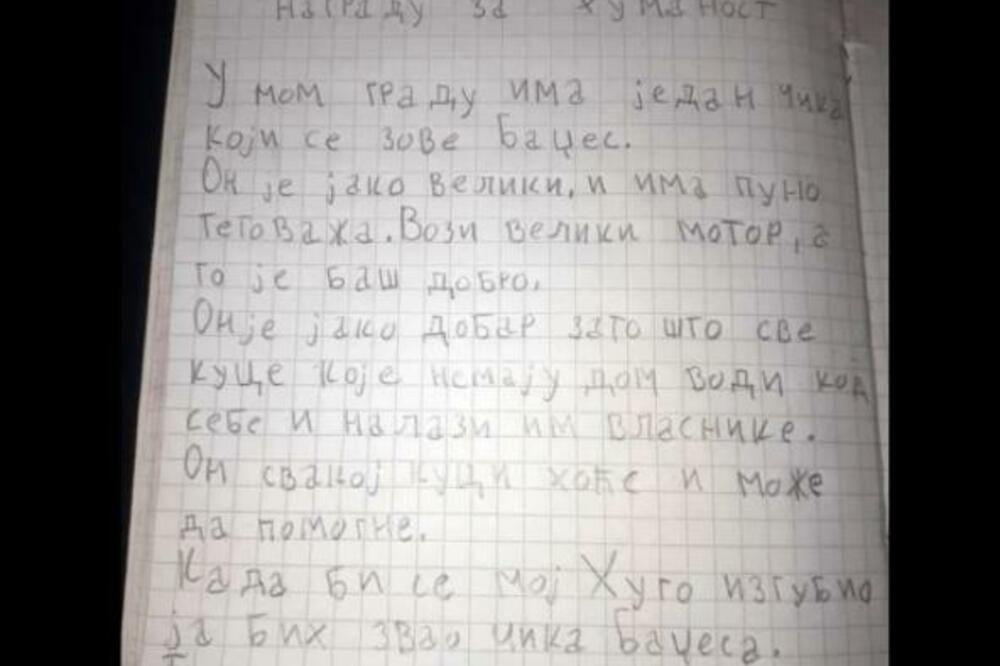"U MOM GRADU IMA JEDAN ČIKA..." Školarac iz Šapca napisao sastav, svi su saznali ko je Badžes i čime se bavi! FOTO